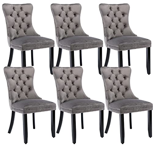 Grey Velvet Dining Chairs Set of 6