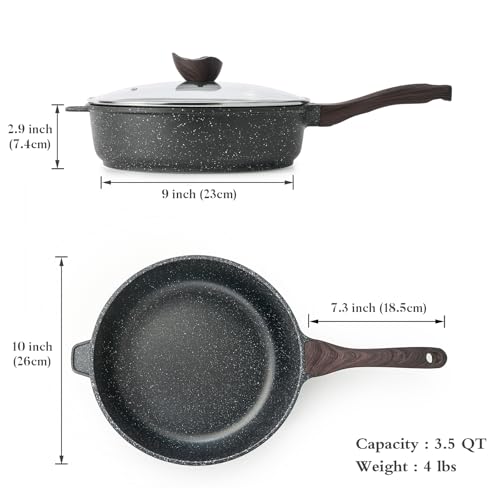 Nonstick Deep Frying Pan Skillet with Lid