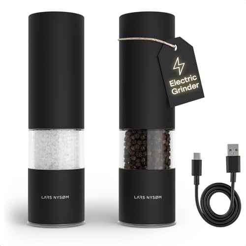 Electric Salt and Pepper Grinder Set I Automatic Salt and Pepper Mills with Adjustable Ceramic Grinder I USB Rechargeable Electric Spice Mill Set with LED Light