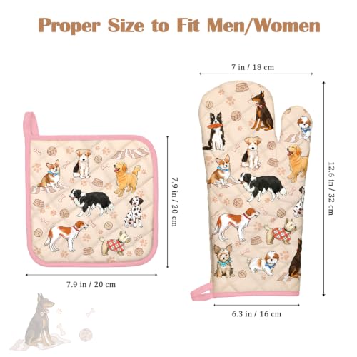 Cute Dog Oven Mitts and Pot Holders Set (2 Count)