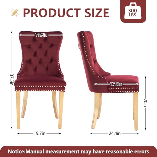 Wine Red Velvet Dining Chairs Set of 6 (6 Count)