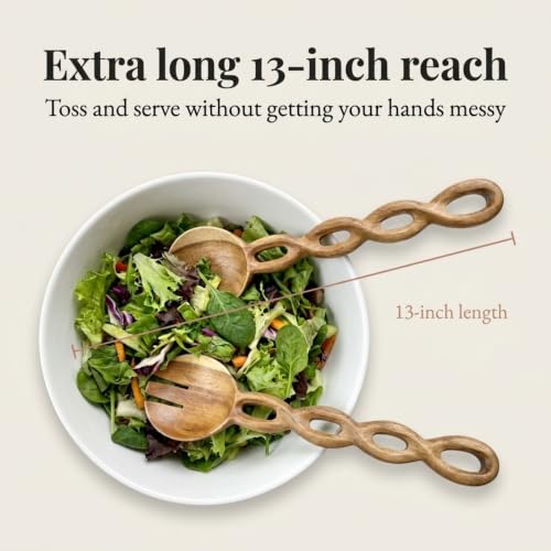 13 Inch Acacia Wood Salad Servers