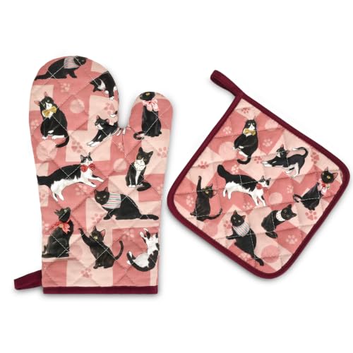 Black Cat Oven Mitts and Pot Holders Set (2 Count)