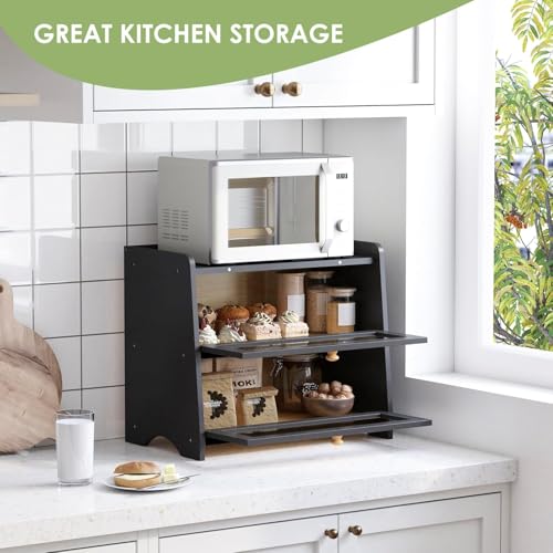 Double Layer Bread Box Container for Kitchen Countertop Homemade Bread