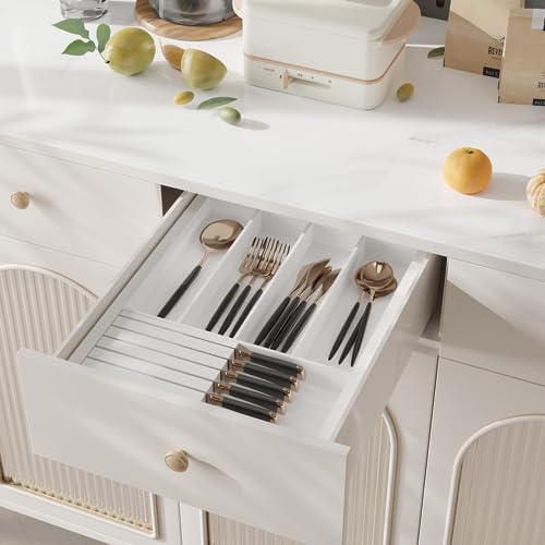 Silverware Drawer Organizer Bamboo Knife Organizer Drawer Insert Expandable Utensil Holder for Kitchen Drawer Flatware Holder W12.8