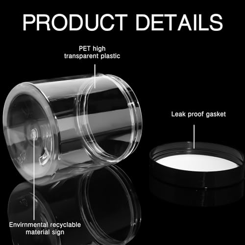 6 Pack 5 oz Plastic Jars Containers with Lids Wide (6 Count)