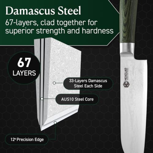 7" Japanese Damascus Stainless Steel Santoku Knife