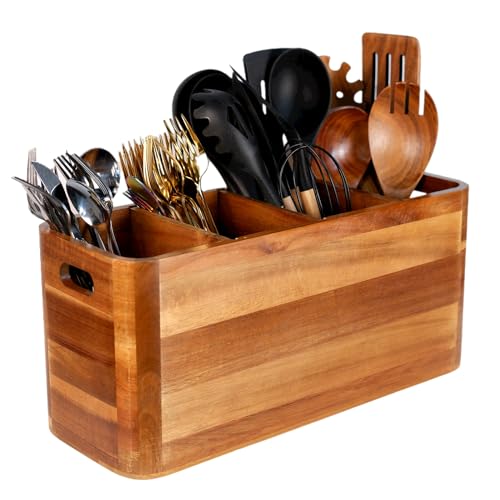 Wooden Kitchen Utensil Holder Organizer for Counter or Countertop