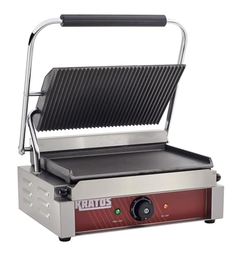 Commercial Panini Sandwich Grill Grooved Top w