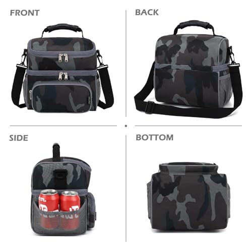 Double Layer Cooler Insulated Lunch Bag Adult Lunch Box Large Tote Bag for Men (2 Count)
