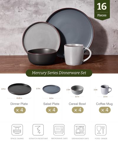 Mercury 16 Piece Dinnerware Set with Mugs