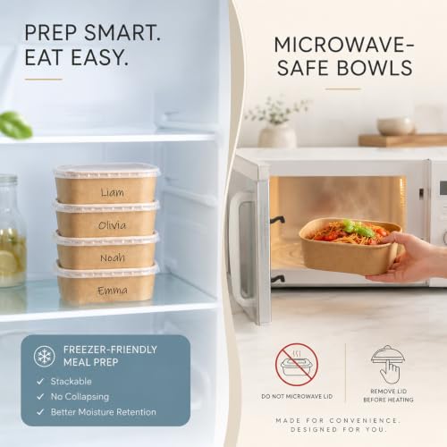 50 Pack 32 OZ Large Paper Bowls with Lids (50 Count)