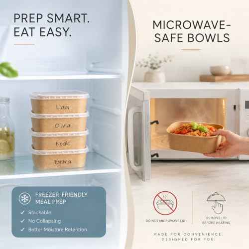 50 Pack 29 OZ Large Paper Bowls with Lids (50 Count)