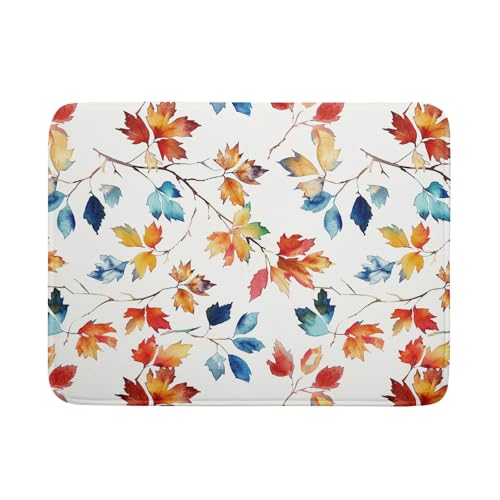 Autumn Leaf Dish Drying Mat Large Fall Colorful Leaves Absorbent Dish Drain Mats for Kitchen Counter
