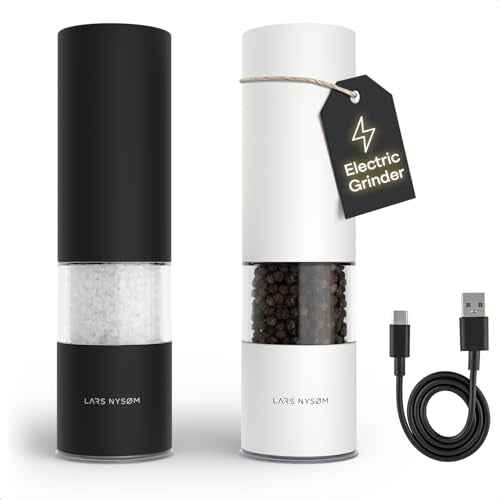 Electric Salt and Pepper Grinder Set I Automatic Salt and Pepper Mills with Adjustable Ceramic Grinder I USB Rechargeable Electric Spice Mill Set with LED Light