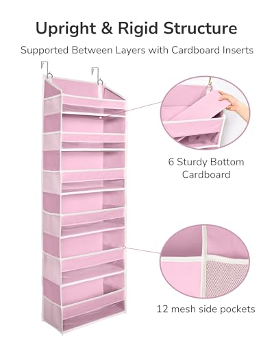 Over The Door Organizer with 6 Large Pockets 12 Side Pockets (6 Compartments)