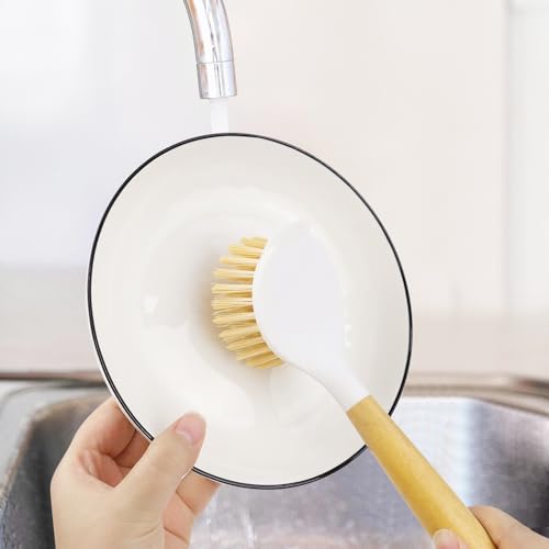 2 Pack Kitchen Scrub Brushes for Cleaning Dish Brush with Handle for Pans (2 Count)