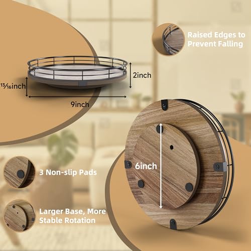 Acacia Wood 9" Bathroom Vanity Tray Turntable
