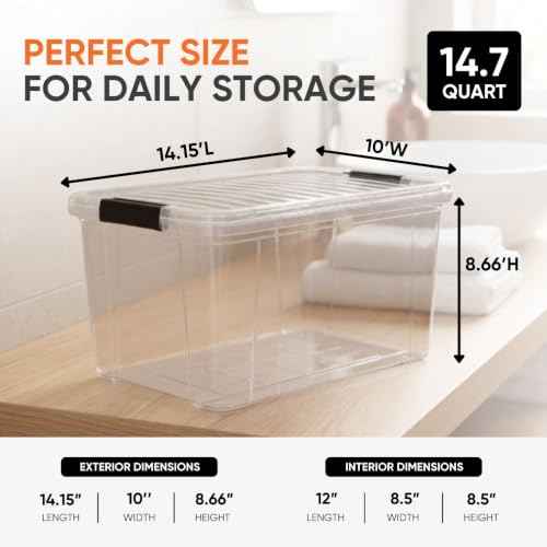 14.7 Quart Clear Plastic Storage Boxes with Lids (3 Count)
