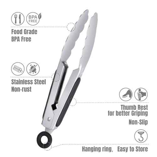 Mini Stainless Steel Kitchen Tongs for Cooking (3 Count)