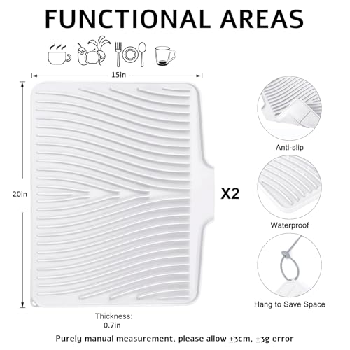Silicone Dish Drying Mat for Kitchen Counter (2 Count)