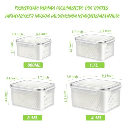 4 Pack Fruit Storage Containers for Fridge Berry Keeper Produce Saver (4 Count)