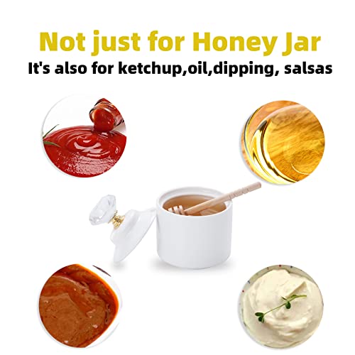 Ceramic Honey Jar with Dipper and Crystal Lid (8 Ounce)