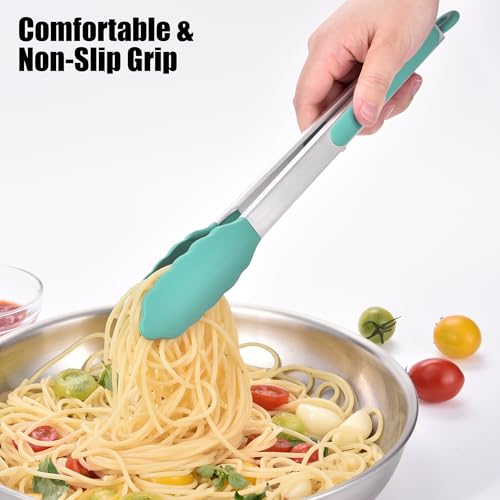 Kitchen Tongs with Silicone Tips for Cooking Serving