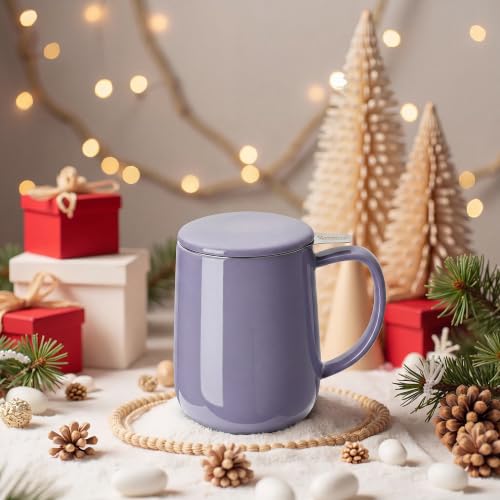 20 oz Porcelain Tea Mug with Infuser and Lid