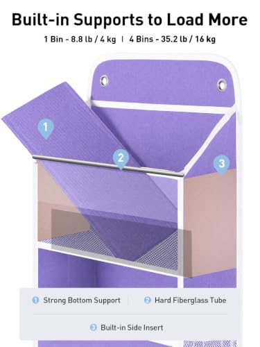 Over the Door Organizer forNursery Closet 35.2lbs Load Purple 4 Tier
