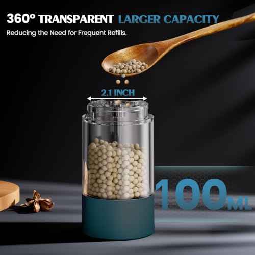 Electric Salt and Pepper Grinder Set Automatic Battery Pepper Mill Shakers Adjustable Coarseness Upgraded Larger Capacity with Led Home and Kitchen Appliances (2 Count)