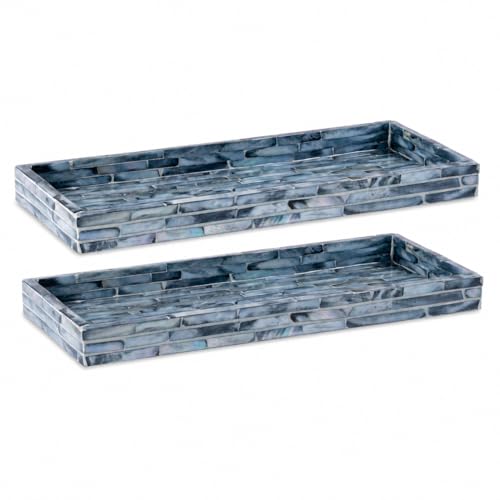 Blue Mother of Pearl Tray Set of 2 (2 Count)