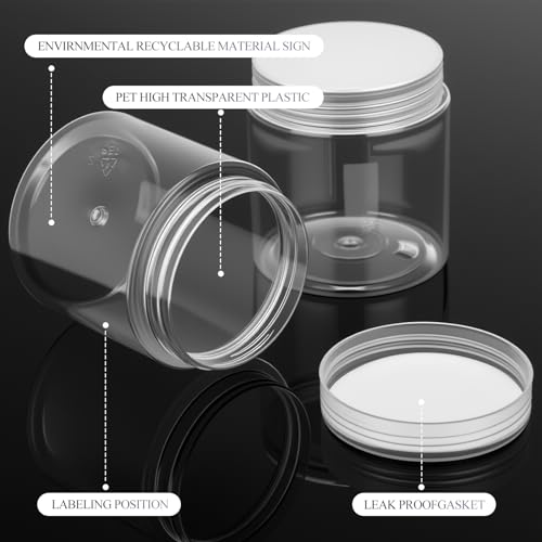 6 Pack 1 oz Plastic Jars Containers with Lids (6 Count)