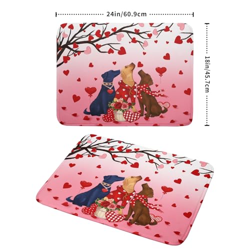 Love Dog Dish Drying Mat 18"x24" Red Heart Microfiber Dish Drainer Mat Hanging Loop Absorbent Fast Dry Pad Kitchen Counter Bar Accessories
