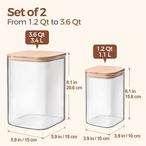 Glass Storage Containers with Bamboo Lids 1.2 (2 Count)