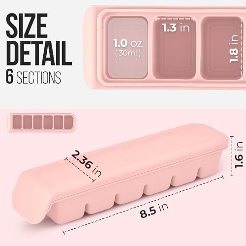 1 oz 6 Sections Silicone Ice Cube Freezer Tray with Lid
