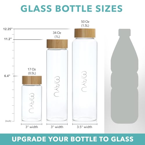 Pure Glass Reusable Water Bottle with Bamboo Lid