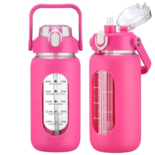 42oz Glass Water Bottles with Straw