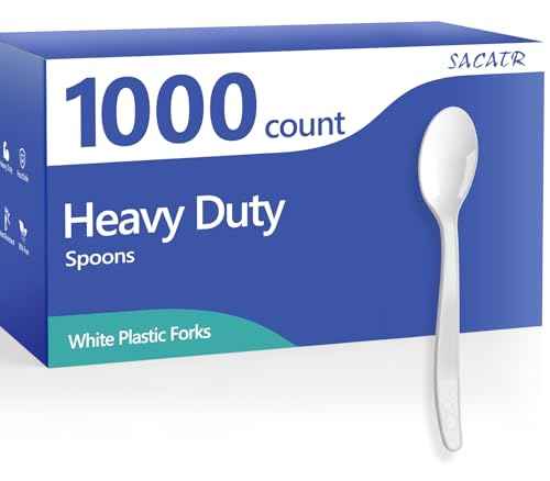 1000 Count White Plastic Spoons Heavy Duty