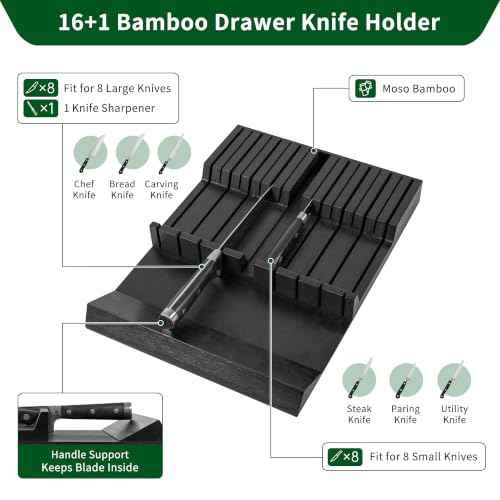 Bamboo In Drawer Knife Block Organizer