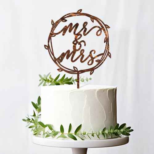 Mr & Mrs Wedding Cake Topper in Wood