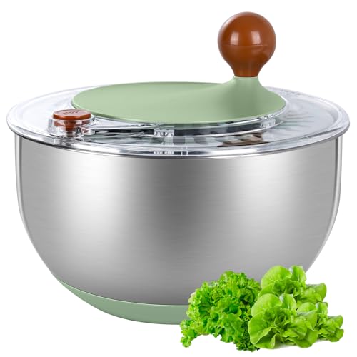 5.3Qt Stainless Steel Salad Spinner with Vibrant Green