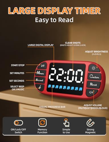 Magnetic Digital Kitchen Timer for Classroom Countdown