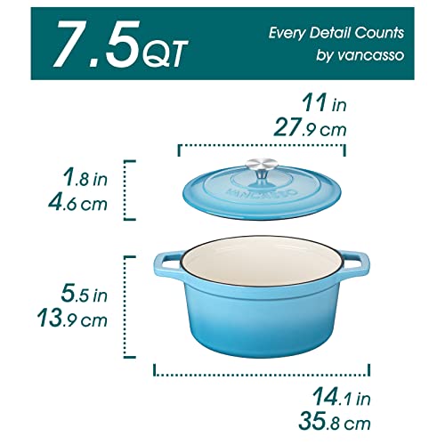 7.5 Qt Round Enameled Cast Iron Dutch Oven with Lid
