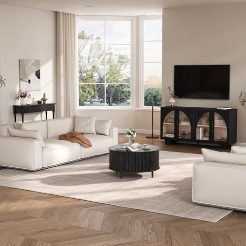 Round Coffee Table with Storage for Living Room