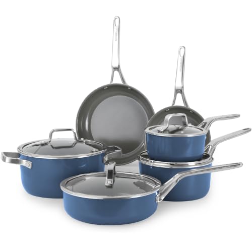 Blue 10 Piece Ceramic Cookware Set