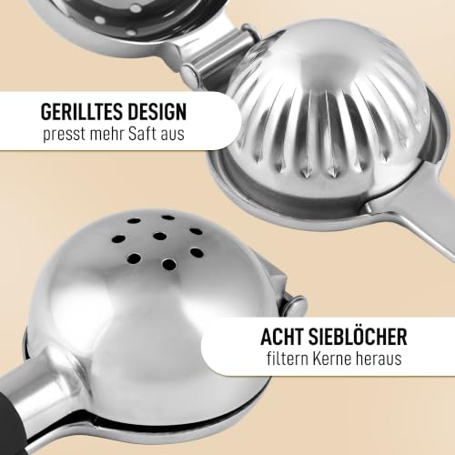 Zulay Lemon Squeezer Stainless Steel with Premium Heavy Duty Solid Metal Squeezer Bowl