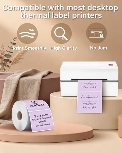 Purple 3" x 3" Square Thermal Label Stickers