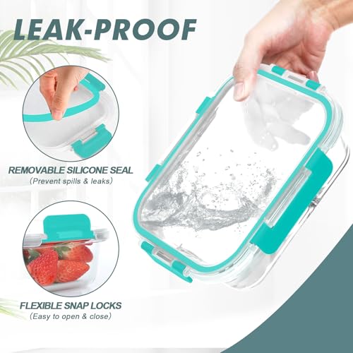 30 oz 5 Pack Glass Meal Prep Containers with Lids (5 Count)
