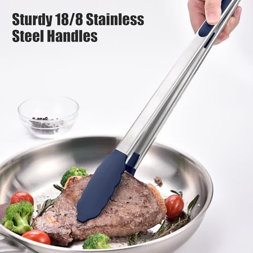 Kitchen Tongs with Silicone Tips for Cooking Serving